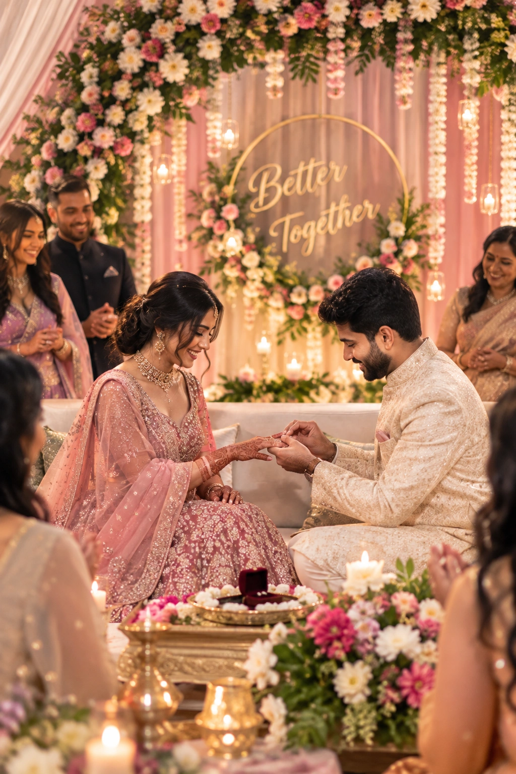 Indian engagement ceremony with ring exchange